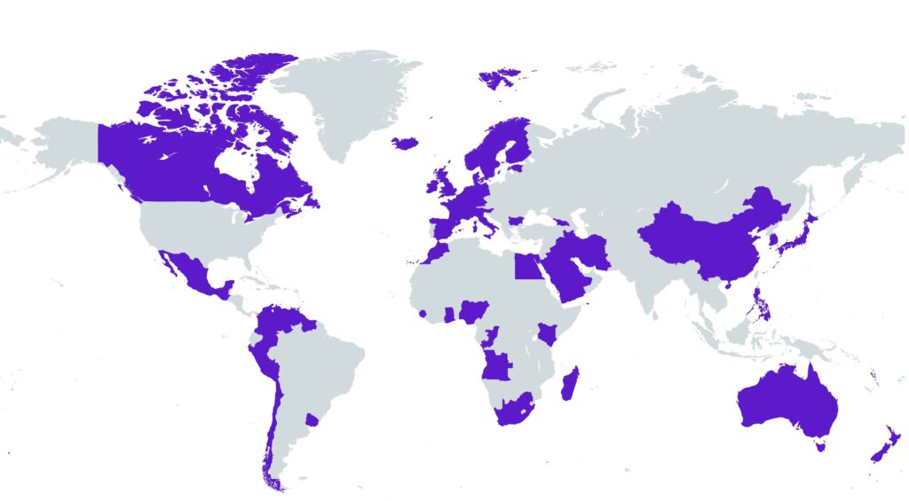 World map showing London Protocol Contracting Parties in purple.